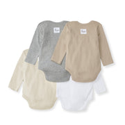 Hummus Solid Organic Cotton Long Sleeve Baby Bodysuit Pack of 4